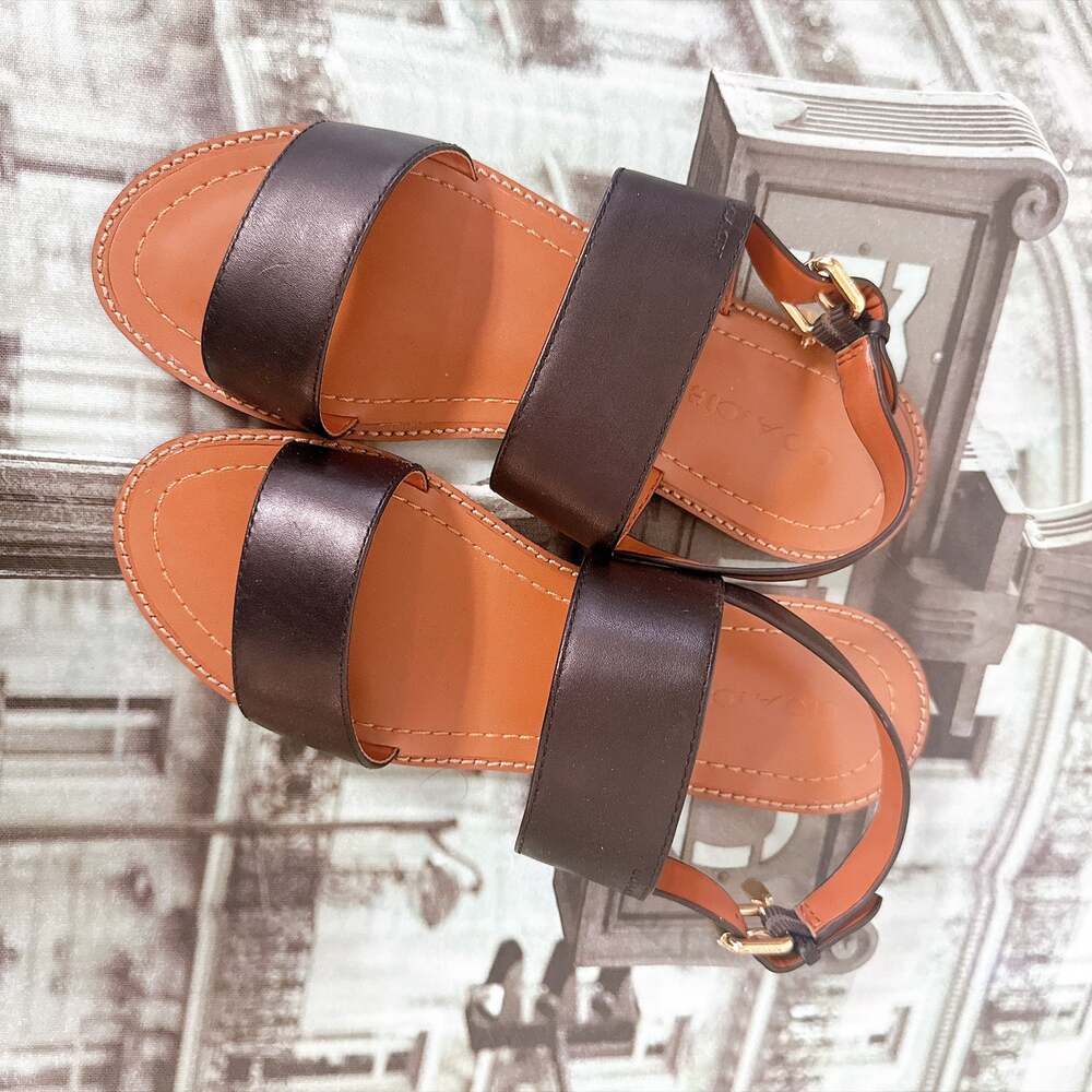 Coach Henny Black Leather Flat Sandals Womens 7.5B G4874 Slingback Straps - Picture 3 of 8